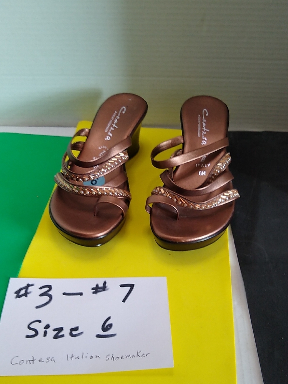 Contessa Bronze Metallic Strappy Wedge Sandals - Bronze